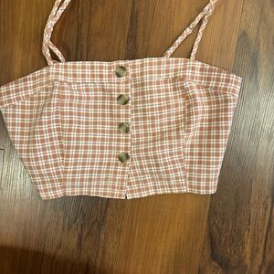 Plaid Button-Down Crop Top